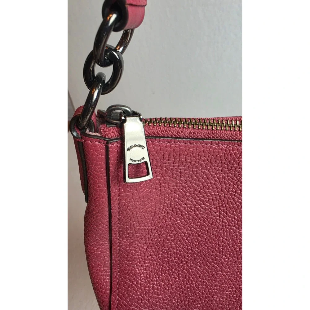 Coach Chaise Crossbody Bag Pink Pebbled Leather Gunmetal Hardware 56819 EUC